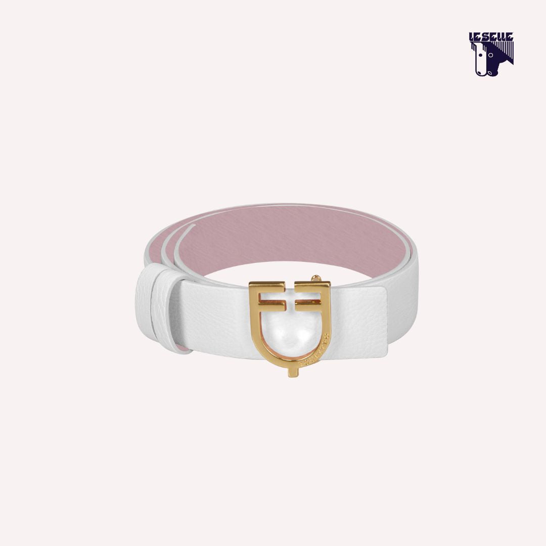 CINTURA DOUBLE FACE EQUESTRO - BIANCO/ROSA
