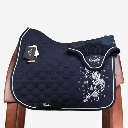 EQUILINE DRESSAGE SADDLE PAD AND HOOD - BLUE