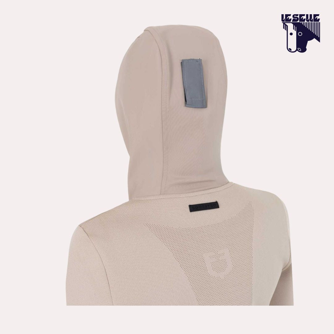 FELPA TECNICA CON CAPPUCCIO EQUESTRO - BEIGE