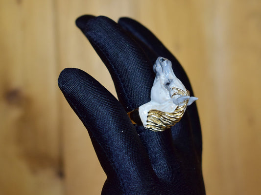 PAINTED ARAB HORSE BRONZE RING