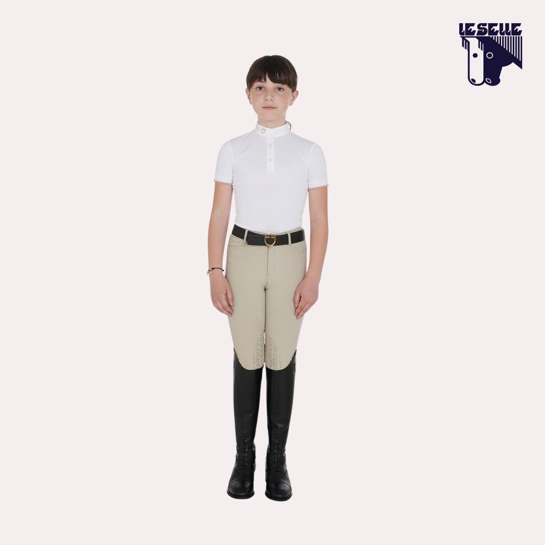 POLO CLARA DA CONCORSO BIMBA EQUESTRO - BIANCO LOGO ROSA