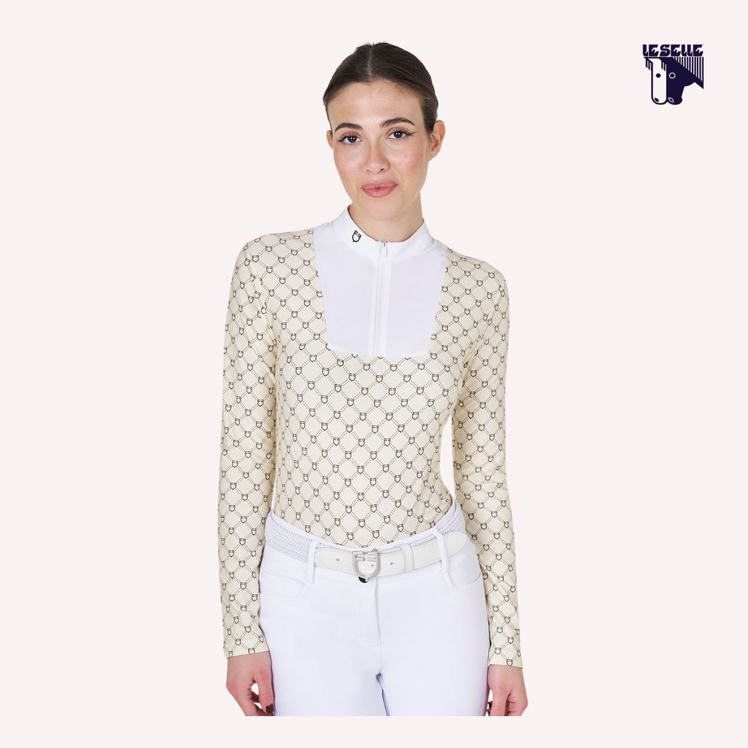 POLO DA CONCORSO EQUESTRO MONOGRAM - CREMA