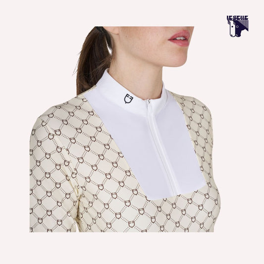 POLO DA CONCORSO EQUESTRO MONOGRAM - CREMA