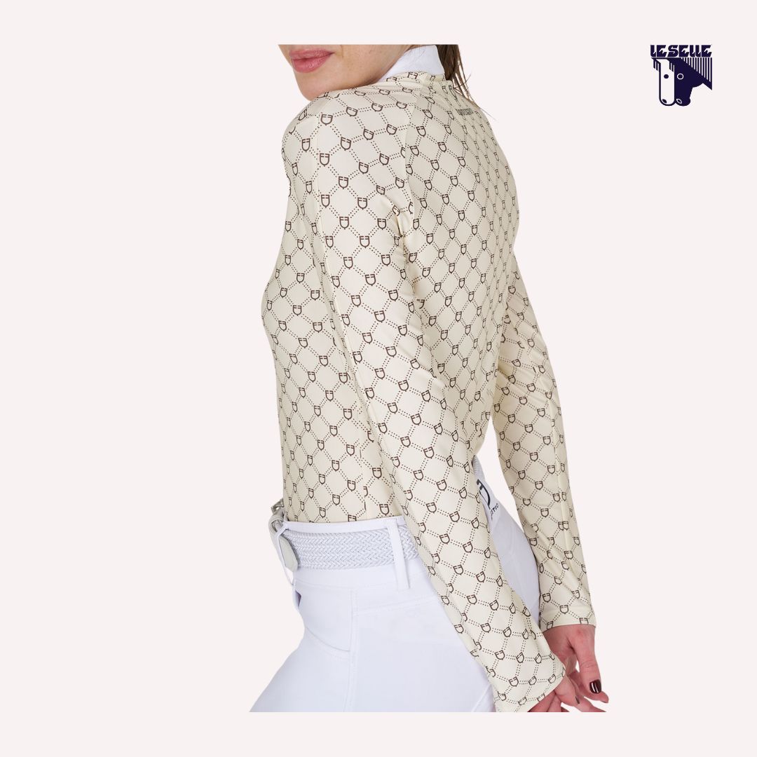 POLO DA CONCORSO EQUESTRO MONOGRAM - CREMA