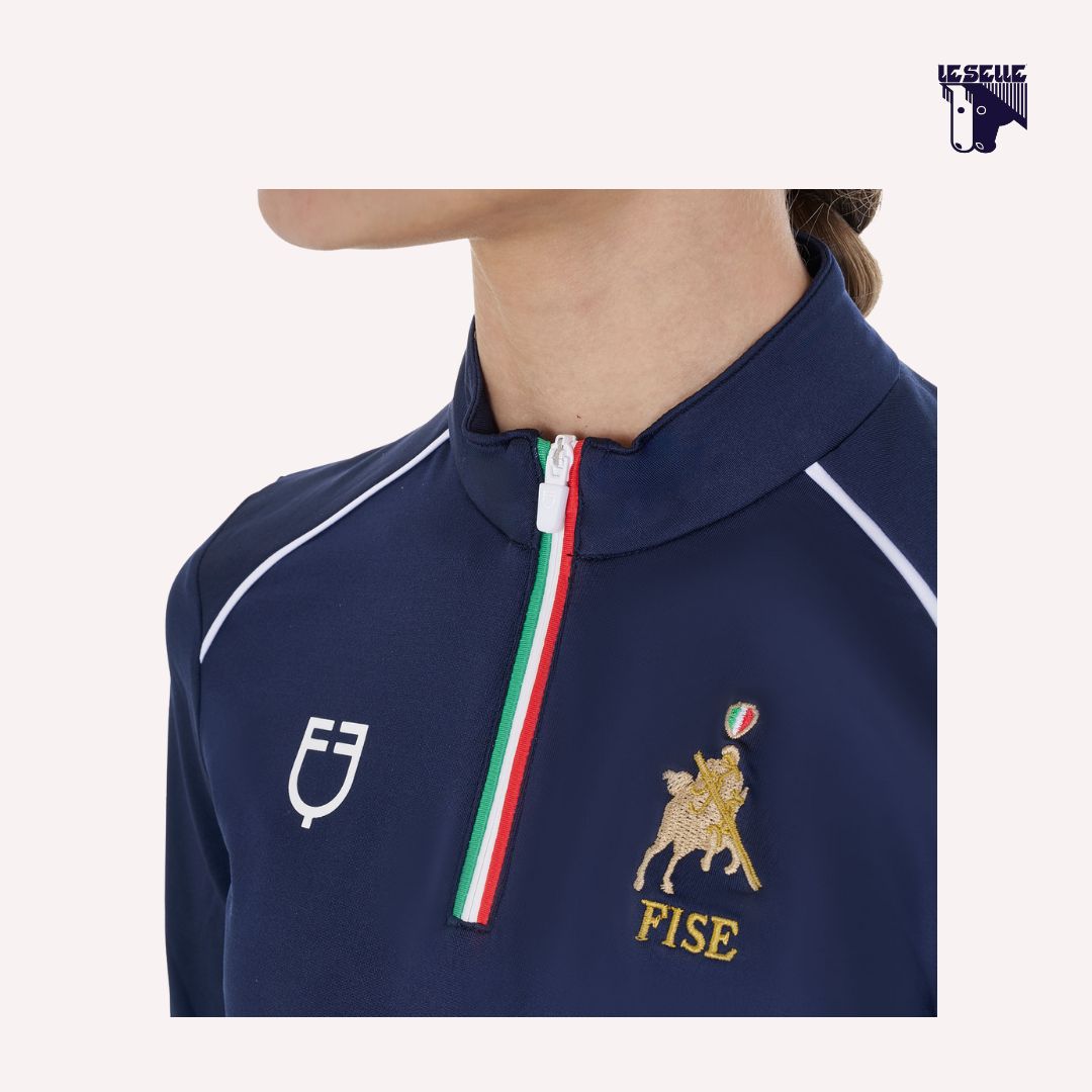 TRAINING TOP EQUESTRO X FISE MANICA LUNGA - BLU