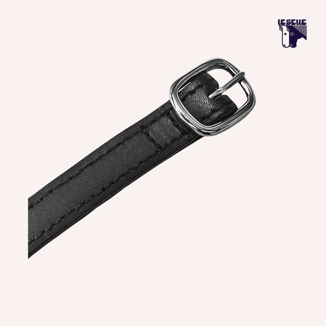 LACCIOLINI PER SPERONI IN PELLE CON FIBBIA ARGENTATA AMAHORSE - NERO