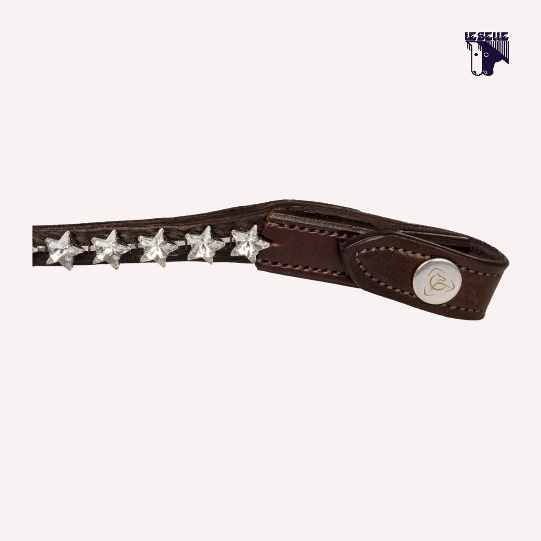 FRONTALINO MARRONE ACAVALLO STAR - BIANCO
