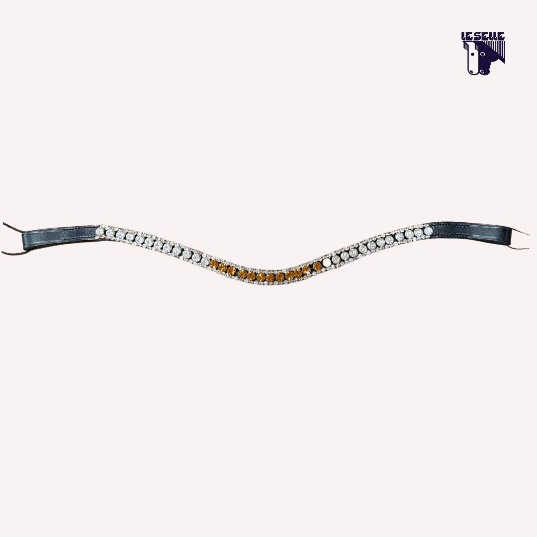 FRONTALINO SILVERLINE TACK - BIANCO E AMBRA
