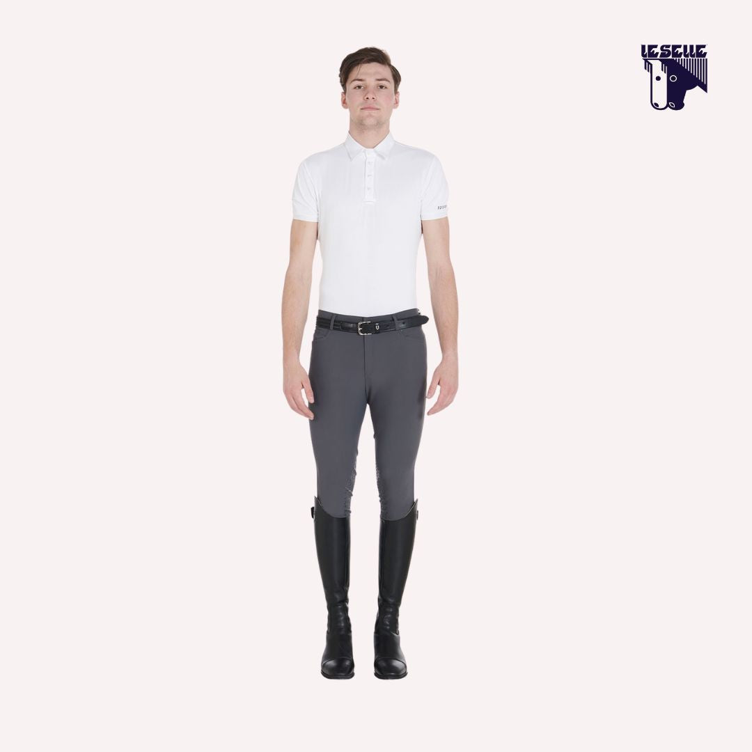PANTALONI UOMO SLIM FIT CON GRIP AL GINOCCHIO EQUESTRO - GRIGIO