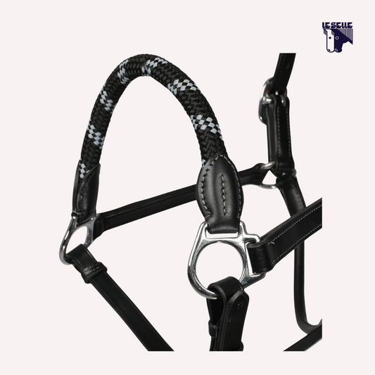 CAVEZZA ACAVALLO IN CUOIO E CORDA - NERO