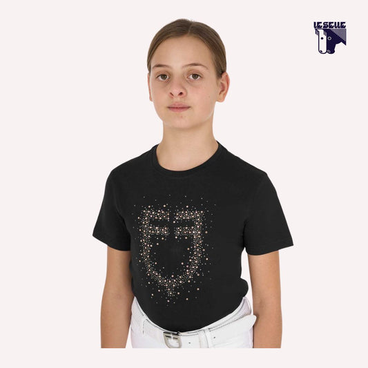 T-SHIRT BAMBINA SLIM FIT LOGO PINK DIAMOND EQUESTRO - BLU
