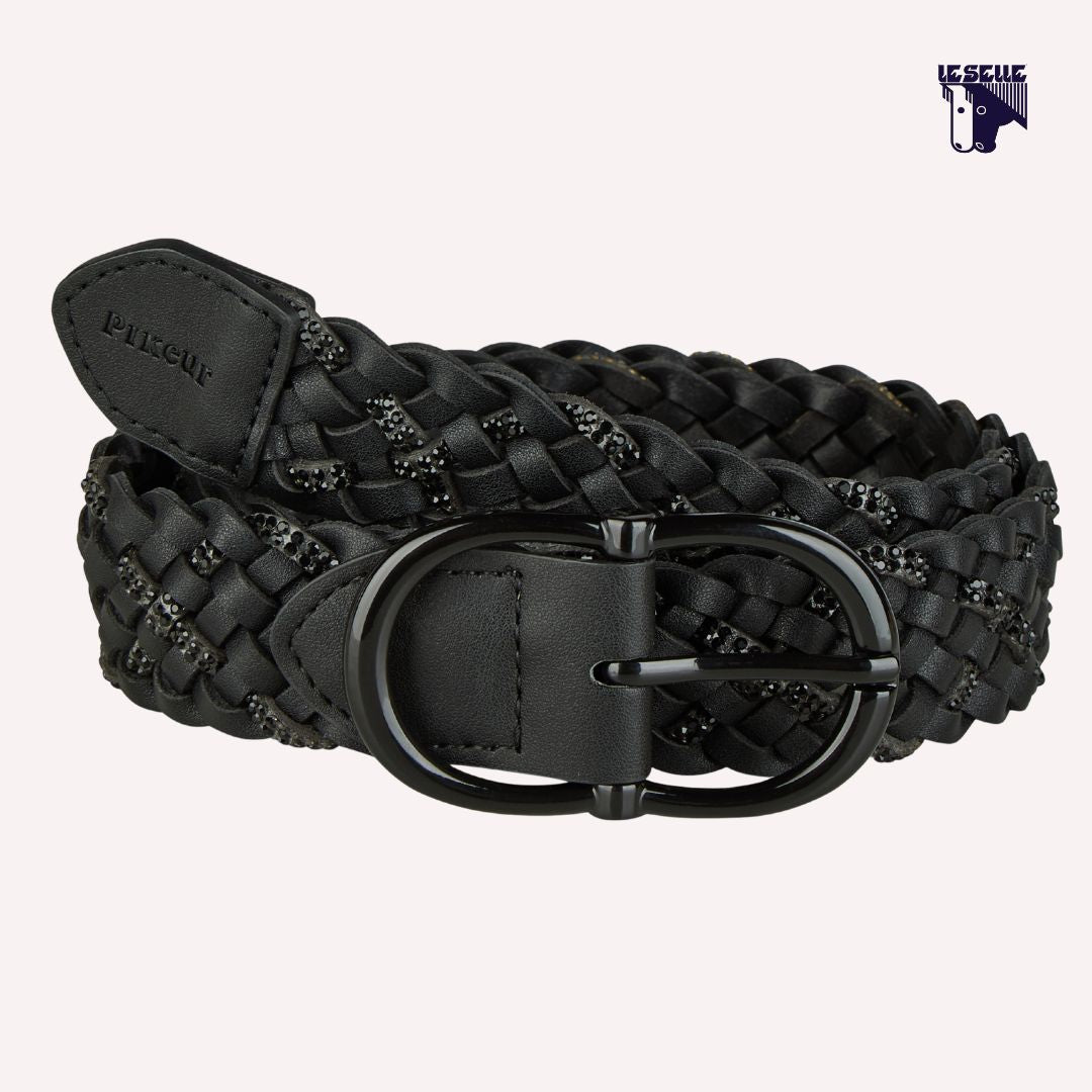 CINTURA PIKEUR INTRECCIATA CON GLITTER - NERO