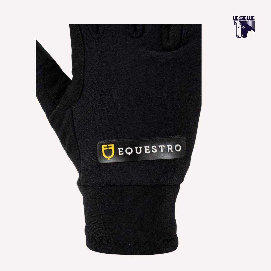 GUANTI UNISEX IN TESSUTO FELPATO EQUESTRO - NERO