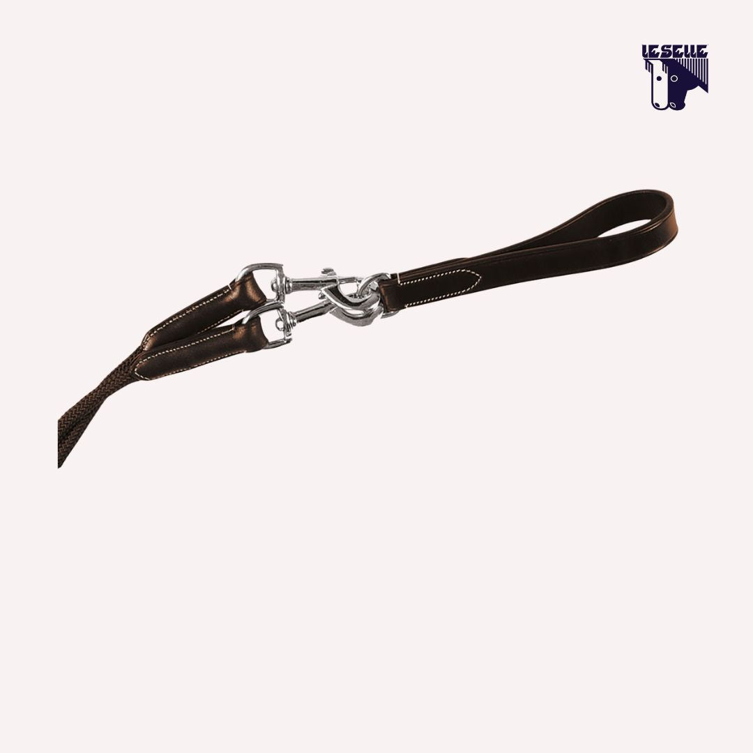 REDINI DI RITORNO IN NYLON E CUOIO DOPPIATO EQUESTRO - MARRONE