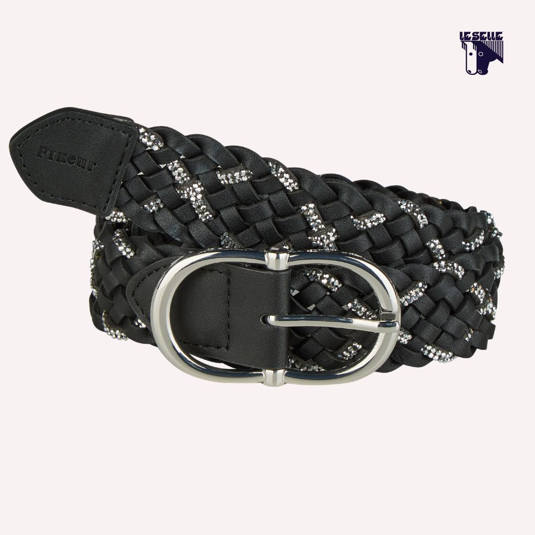 CINTURA PIKEUR INTRECCIATA CON GLITTER - NERO/SILVER