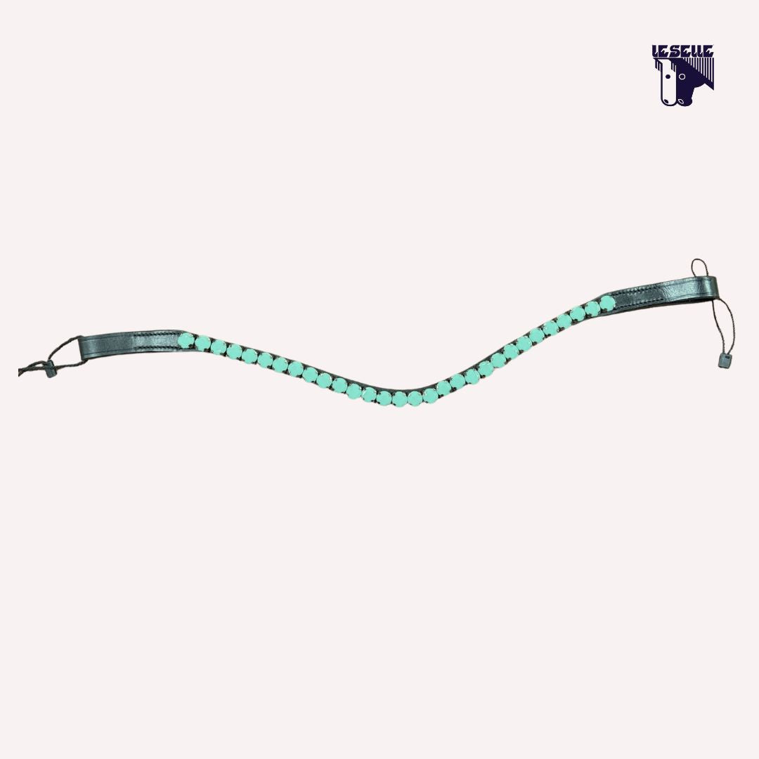 FRONTALINO SILVERLINE TACK - VERDE ACQUA