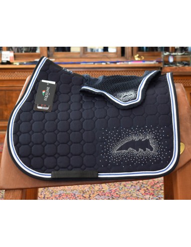 JUMPING SET SADDLEPAD + EARNET EQUILINE BLUE WITH STRASS