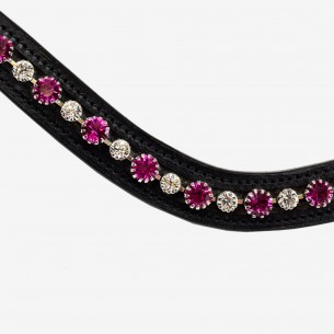 BROWBAND WHITE AND FUCHSIA CRYSTALS IN RELIEF