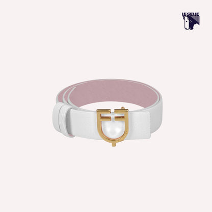 CINTURA DOUBLE FACE EQUESTRO - BIANCO/ROSA