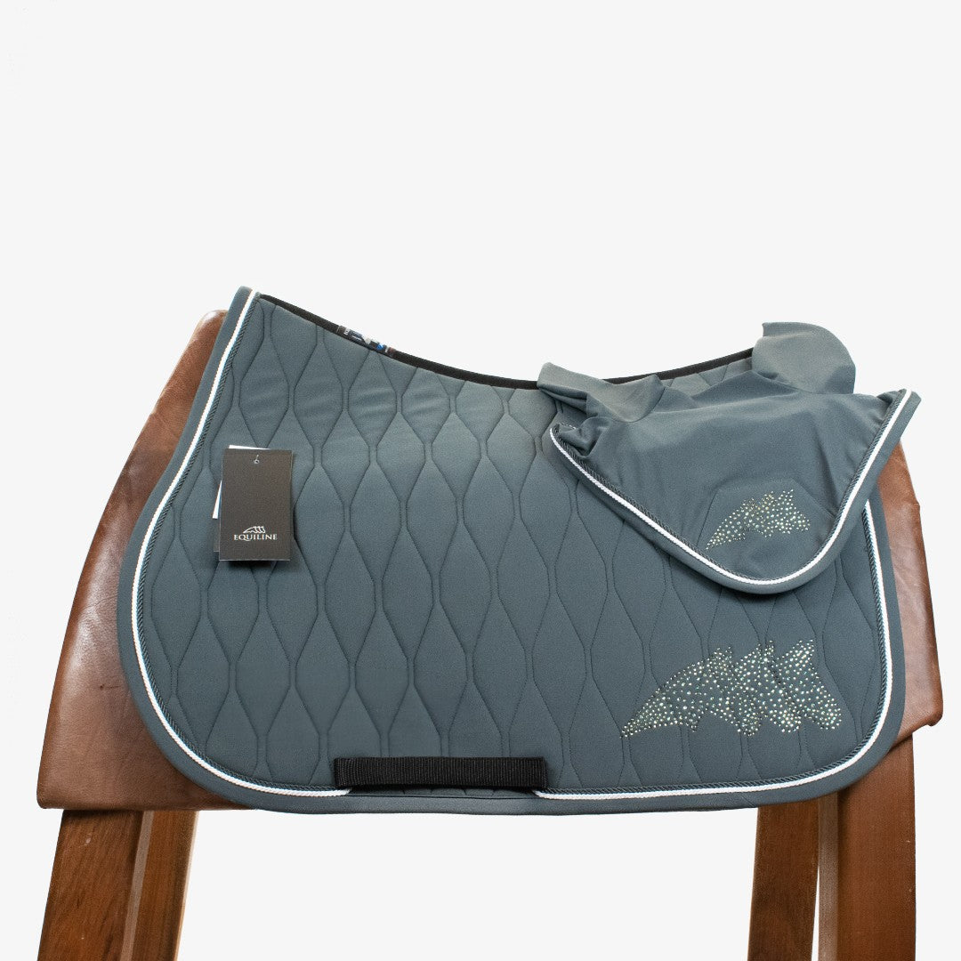 EQUILINE CRISTALLI SADDLE PAD AND HOOD - GREY