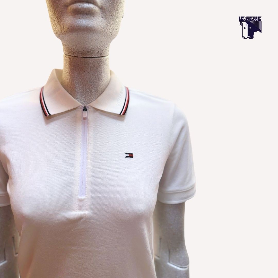 TOMMY HILFIGER CAMDEN ZIP POLO SHIRT - WHITE