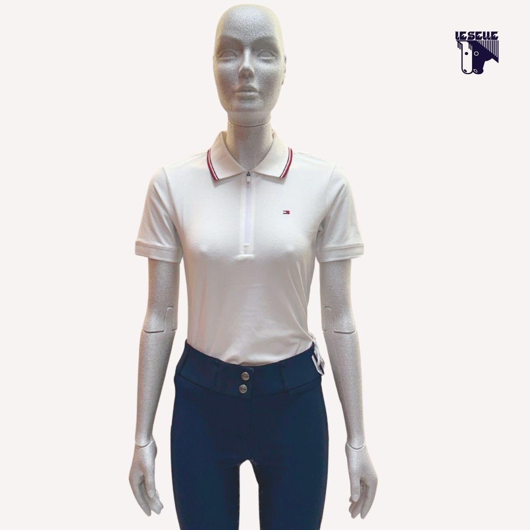 TOMMY HILFIGER CAMDEN ZIP POLO SHIRT - WHITE