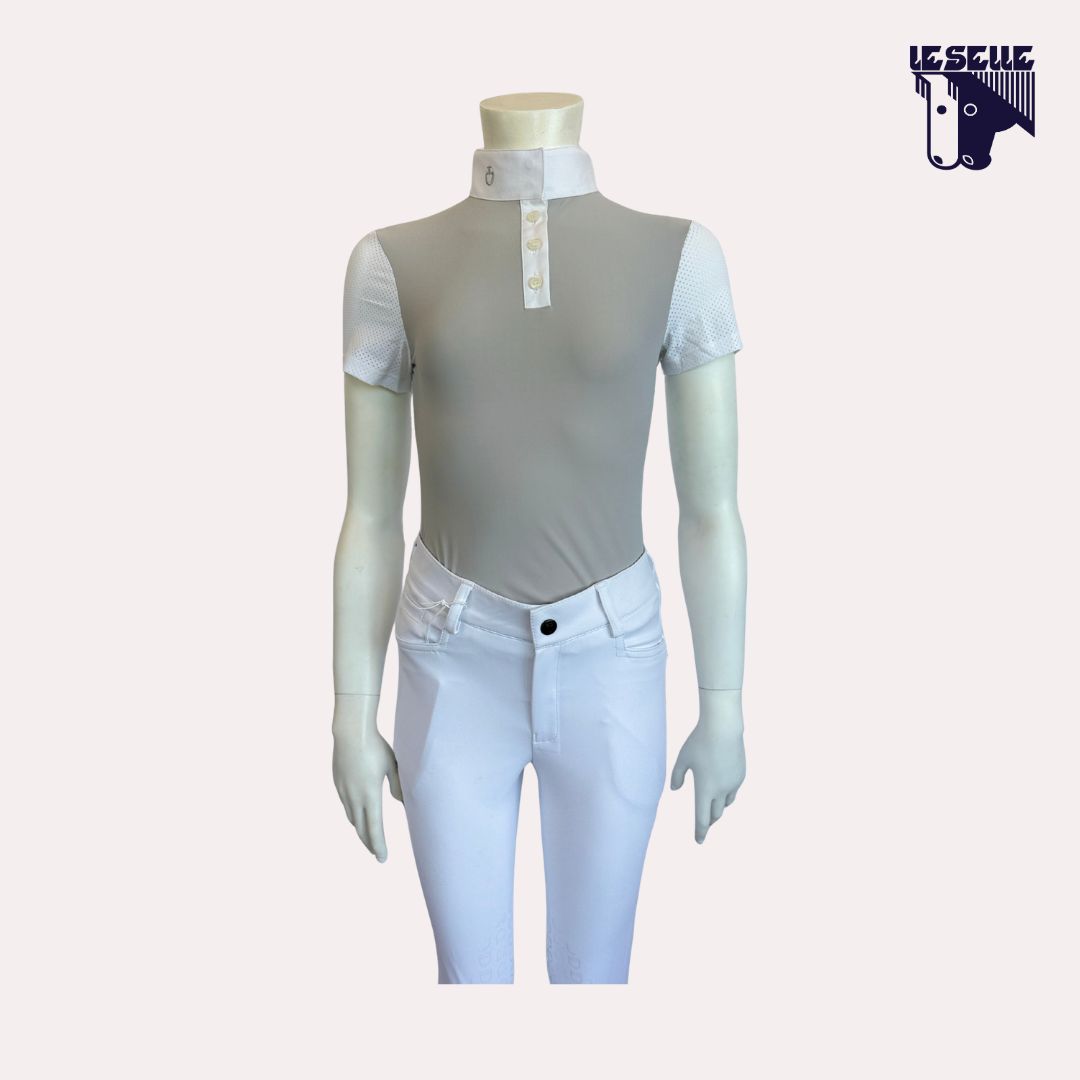 POLO PERFORATED JERSEY DA CONCORSO BIMBA CAVALLERIA TOSCANA - BIANCO/GRIGIO