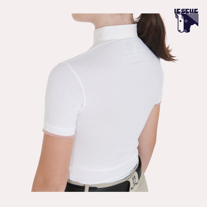 POLO CLARA DA CONCORSO BIMBA EQUESTRO - BIANCO LOGO ROSA