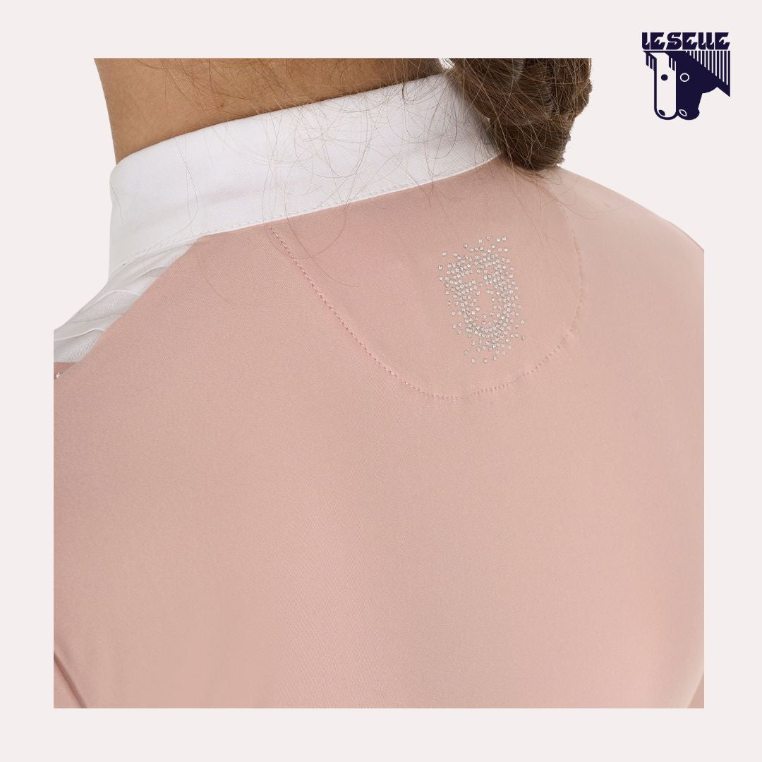 POLO BAMBINA SLIM FIT CONCORSO CON STRASS EQUESTRO - ROSA