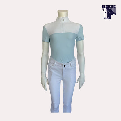 POLO PERFORATED OUTLINE AND COLLAR DA CONCORSO BIMBA CAVALLERIA TOSCANA - BIANCO/AZZURRO