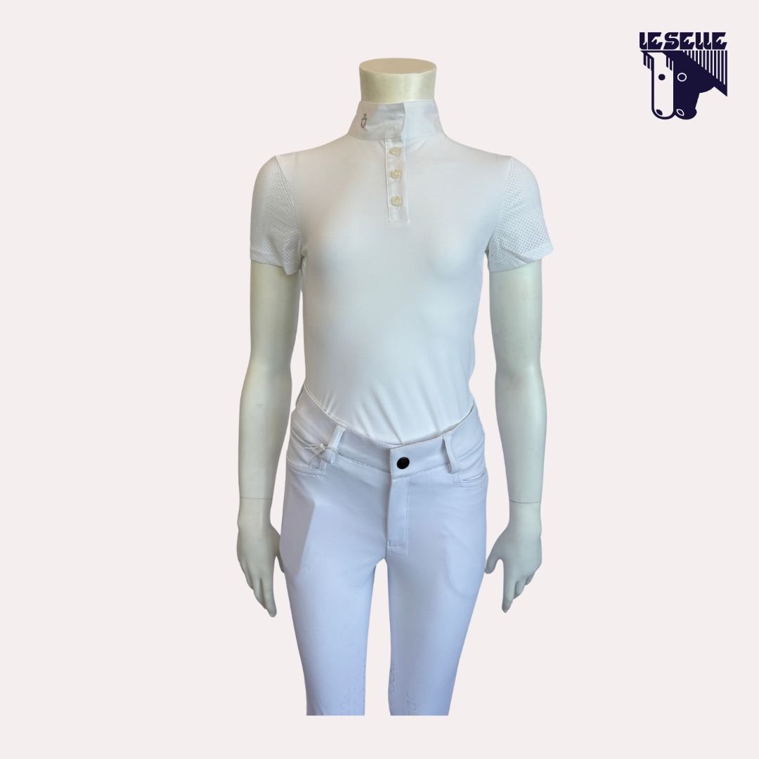 POLO PERFORATED JERSEY DA CONCORSO BIMBA CAVALLERIA TOSCANA - BIANCO