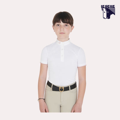 POLO CLARA DA CONCORSO BIMBA EQUESTRO - BIANCO LOGO ROSA