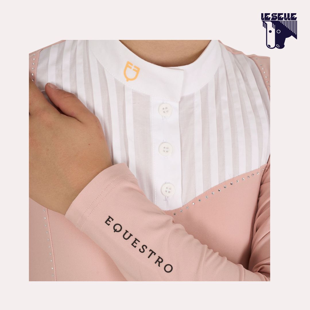 POLO BAMBINA SLIM FIT CONCORSO CON STRASS EQUESTRO - ROSA