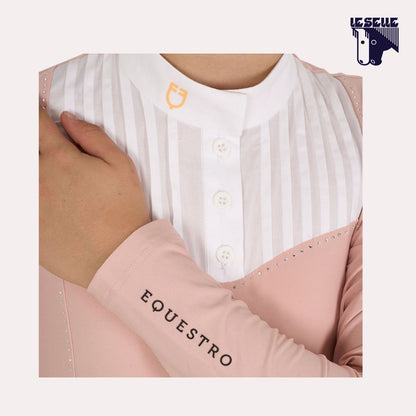 POLO BAMBINA SLIM FIT CONCORSO CON STRASS EQUESTRO - ROSA
