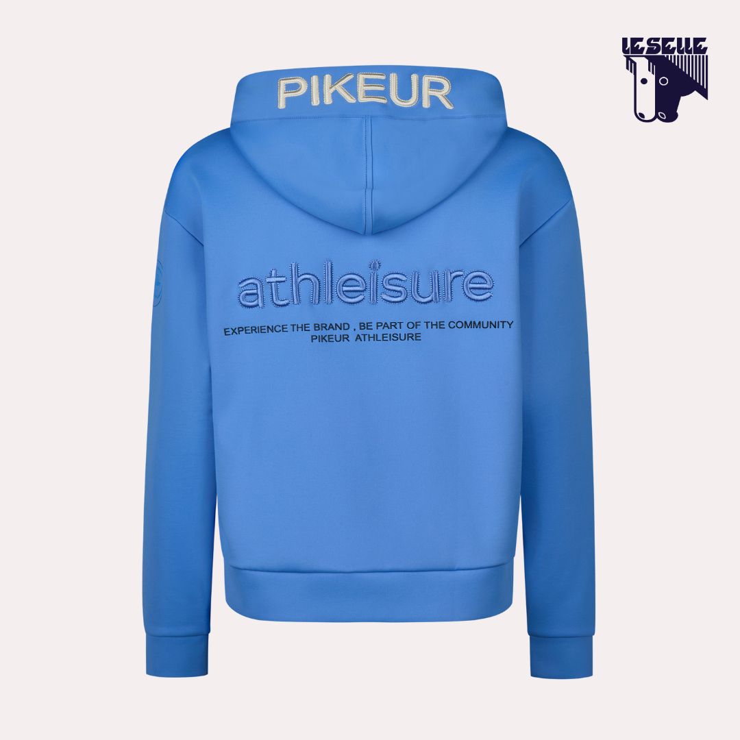 FELPA PIKEUR ZIP HOODY - AZZURRO
