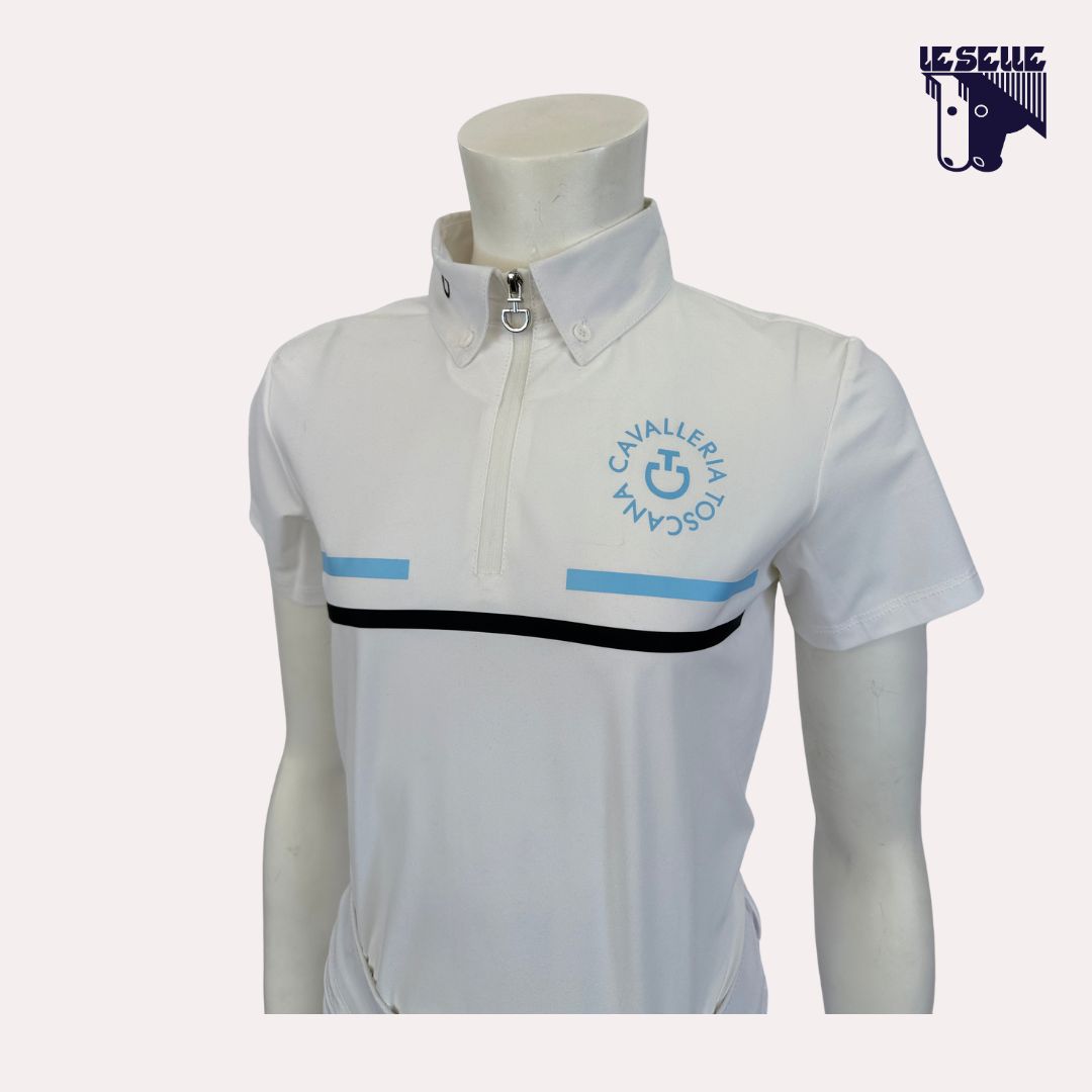POLO ORBIT PRINT JERSEY DA CONCORSO BIMBO CAVALLERIA TOSCANA - BIANCO
