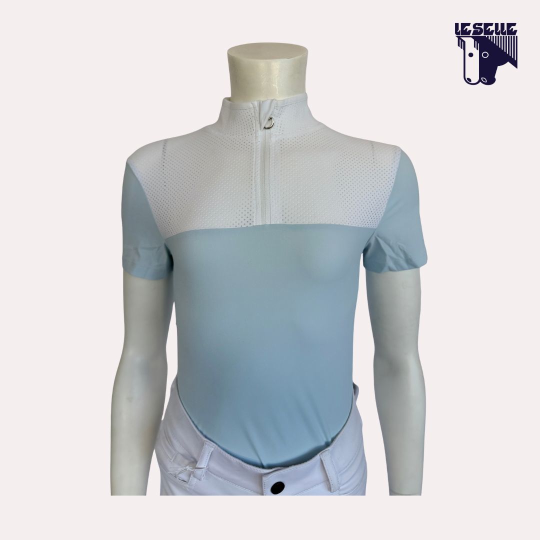POLO PERFORATED OUTLINE AND COLLAR DA CONCORSO BIMBA CAVALLERIA TOSCANA - BIANCO/AZZURRO