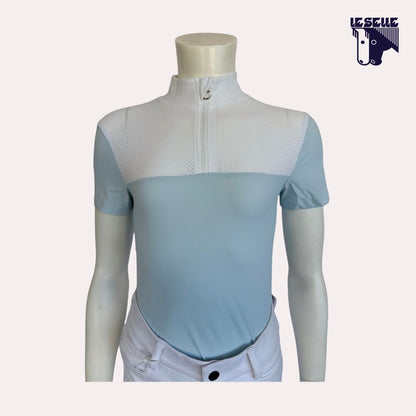 POLO PERFORATED OUTLINE AND COLLAR DA CONCORSO BIMBA CAVALLERIA TOSCANA - BIANCO/AZZURRO