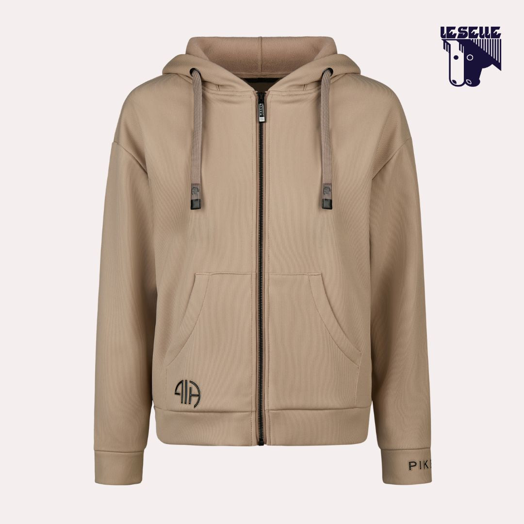 FELPA PIKEUR ZIP RIP HOODY - BEIGE