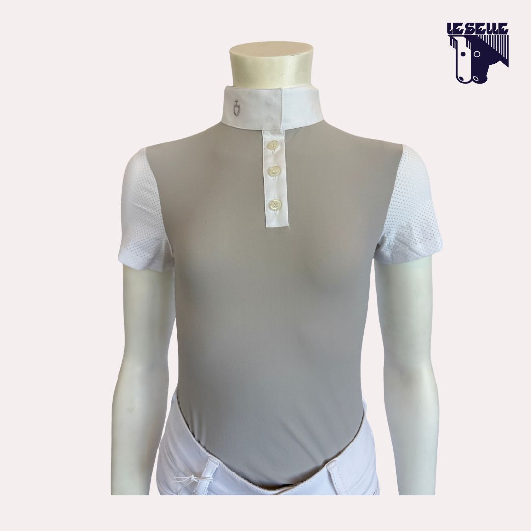 POLO PERFORATED JERSEY DA CONCORSO BIMBA CAVALLERIA TOSCANA - BIANCO/GRIGIO