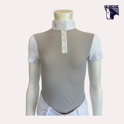 POLO PERFORATED JERSEY DA CONCORSO BIMBA CAVALLERIA TOSCANA - BIANCO/GRIGIO