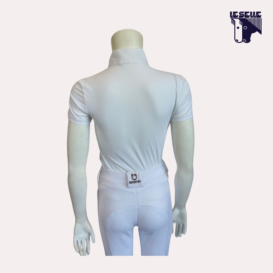 POLO PERFORATED JERSEY DA CONCORSO BIMBA CAVALLERIA TOSCANA - BIANCO
