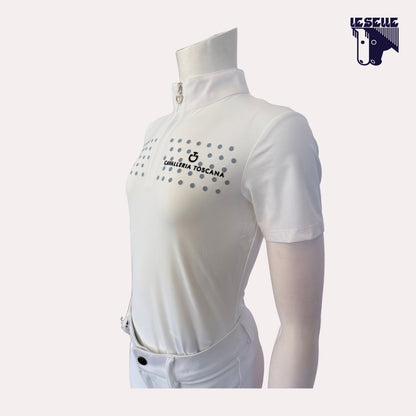 POLO FLOCK PRINT DA CONCORSO BIMBA CAVALLERIA TOSCANA - BIANCO