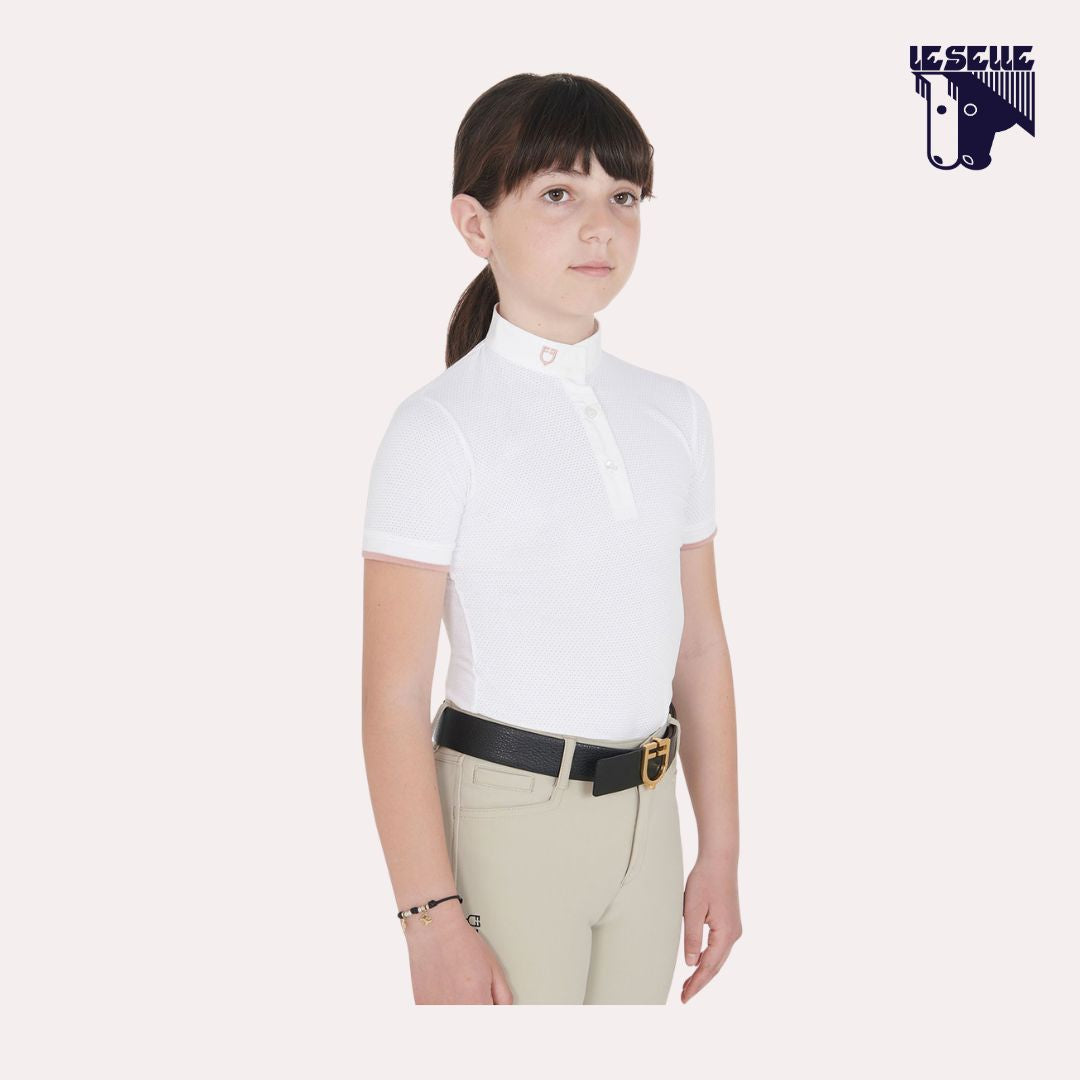 POLO CLARA DA CONCORSO BIMBA EQUESTRO - BIANCO LOGO ROSA