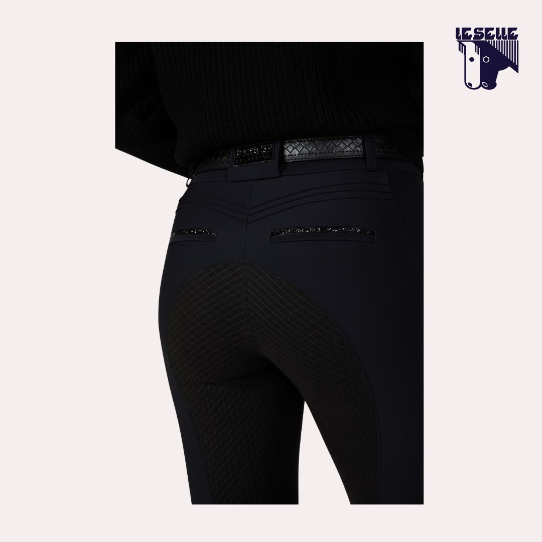 PANTALONE PIKEUR CEELINA GRIDTEXLEATHER - NERO