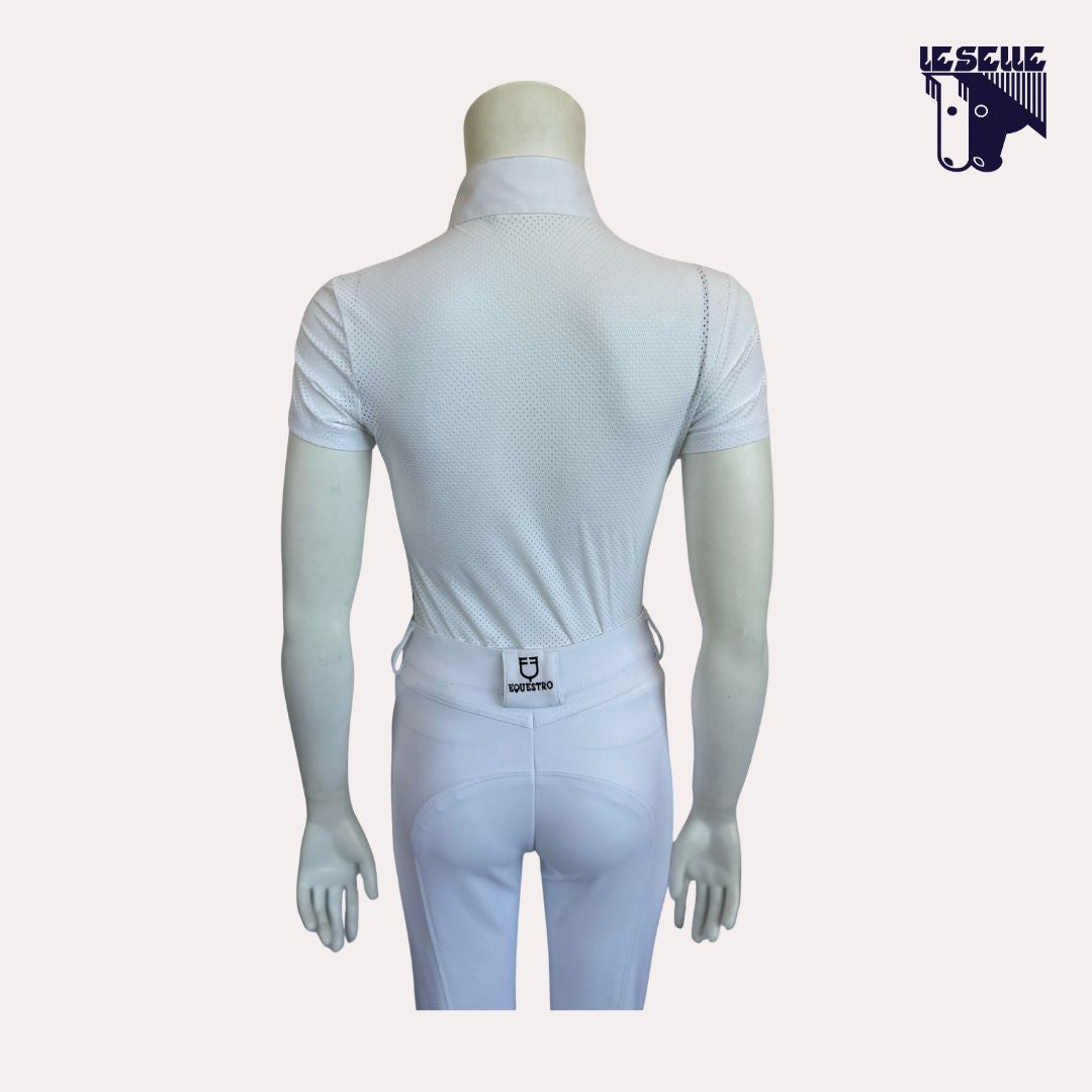POLO PERFORATED JERSEY DA CONCORSO BIMBA CAVALLERIA TOSCANA - BIANCO/GRIGIO