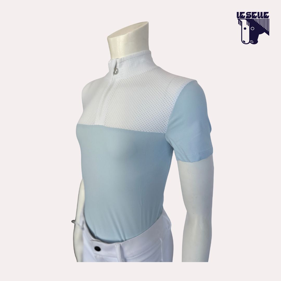 POLO PERFORATED OUTLINE AND COLLAR DA CONCORSO BIMBA CAVALLERIA TOSCANA - BIANCO/AZZURRO