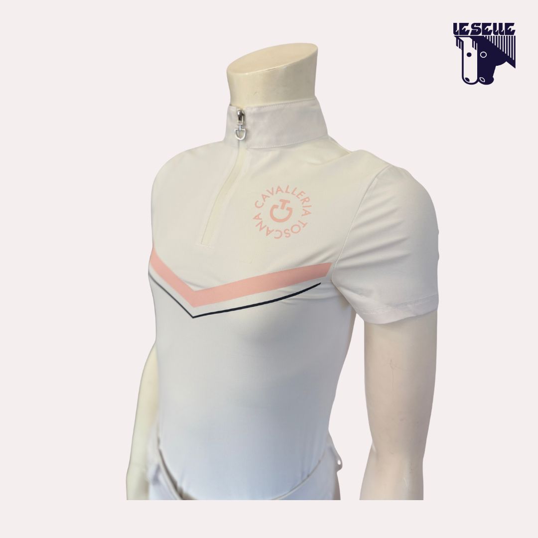 POLO ORBIT PRINT JERSEY DA CONCORSO BIMBA CAVALLERIA TOSCANA -BIANCO