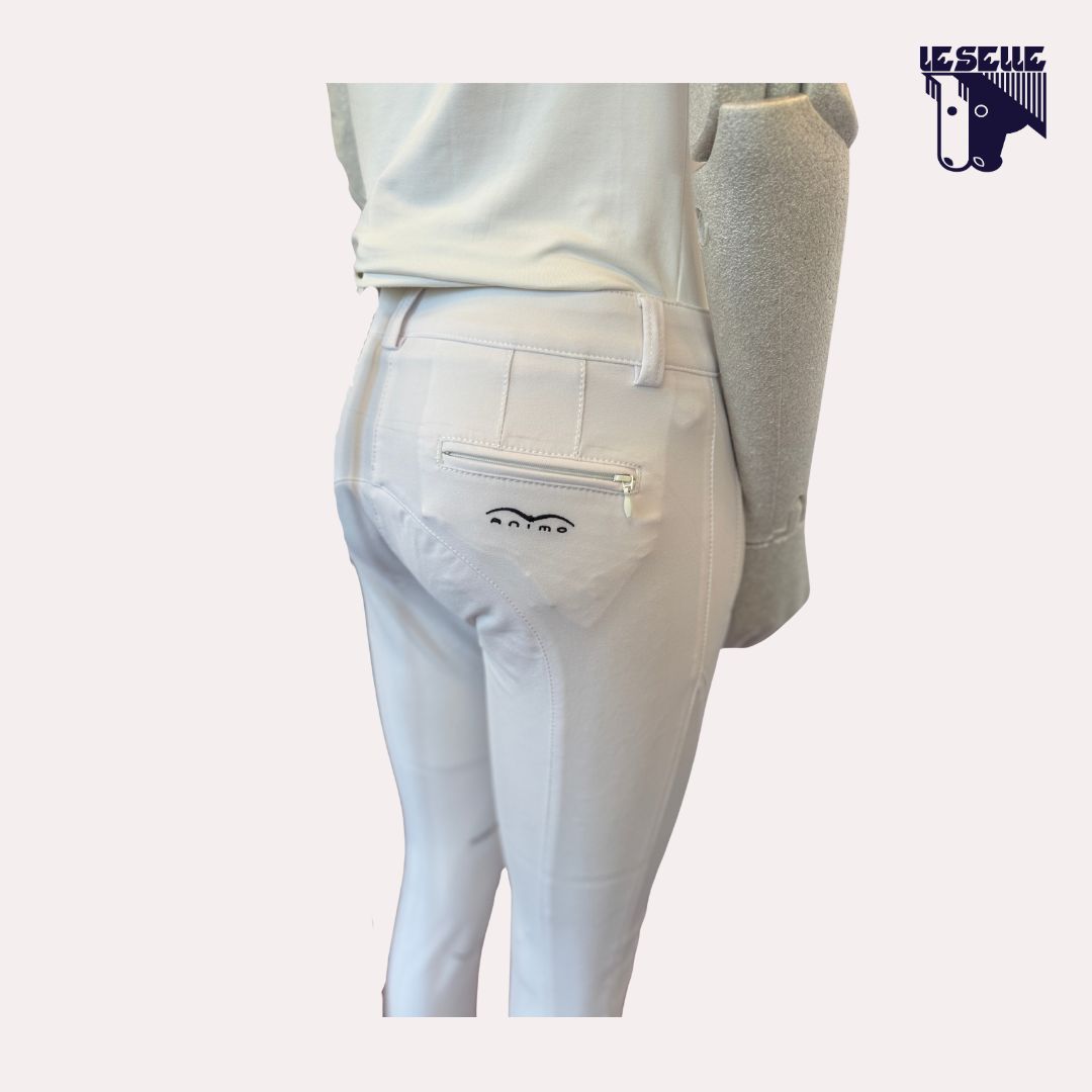PANTALONE DA GARA GRIP AL GINOCCHIO ANIMO - BIANCO