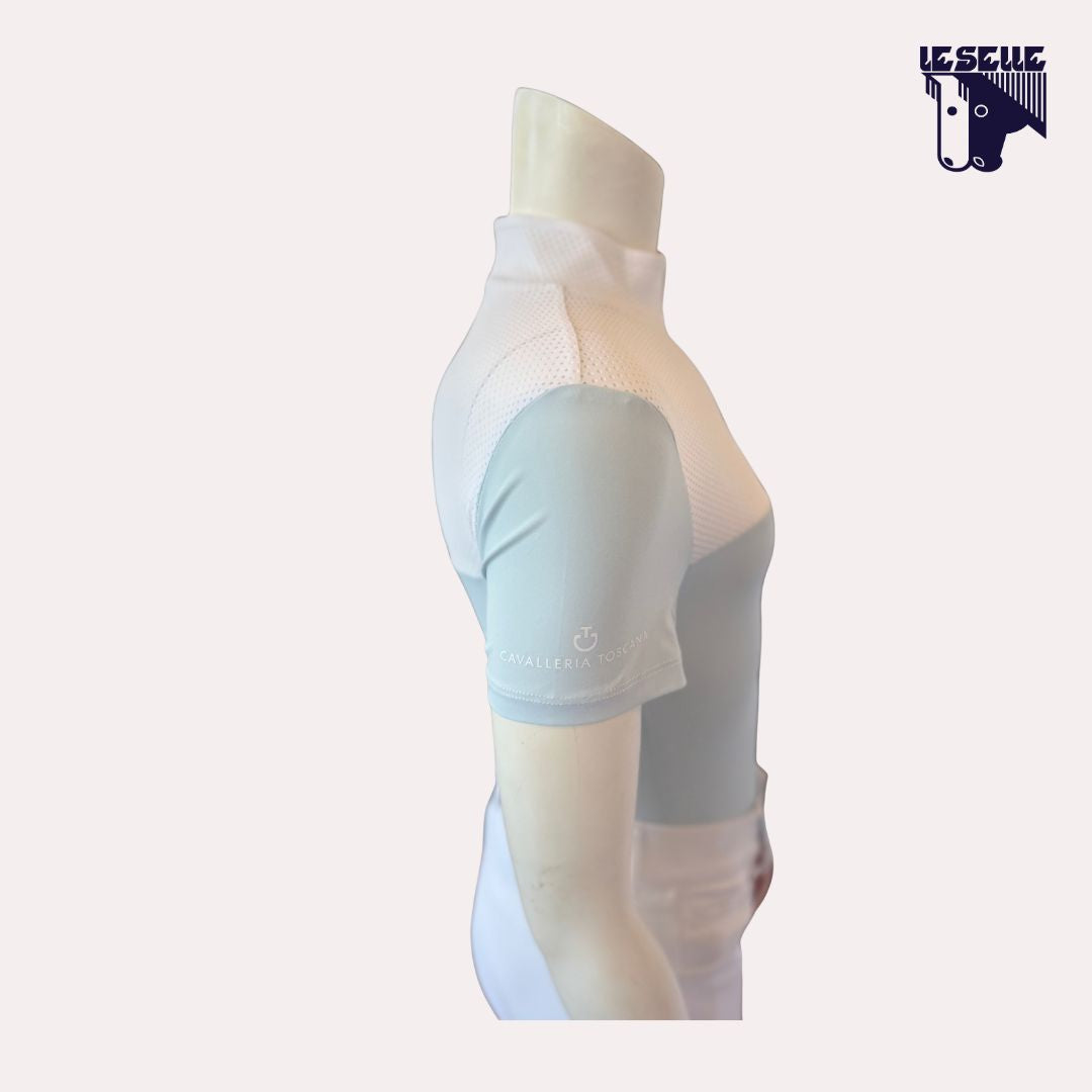 POLO PERFORATED OUTLINE AND COLLAR DA CONCORSO BIMBA CAVALLERIA TOSCANA - BIANCO/AZZURRO